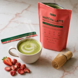 Matcha Latte (Aceite MCT C8 & Colágeno & Ghee) – Fresa Natural 250g – Lifestyle 2 Matcha latte (aceite mct c8 & colágeno & ghee) – fresa natural 250g