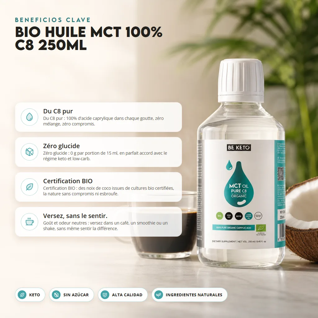 Aceite MCT BIO 100% C8 Puro 250ml