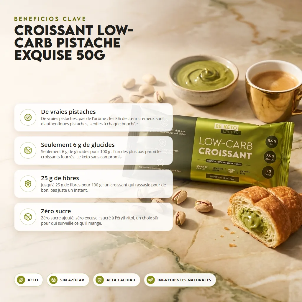 Croissant Bajo en Carbohidratos Pistacho Delicioso 50g